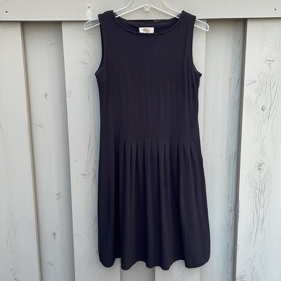Talbots Petites Black Pleated Sleeveless A-line Dress - Picture 3 of 8